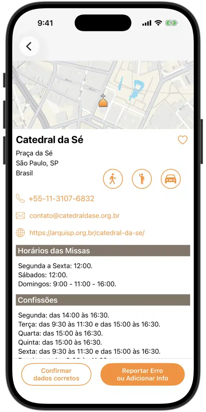 Horários de Missa app - Contato e horários de Missa de igrejas